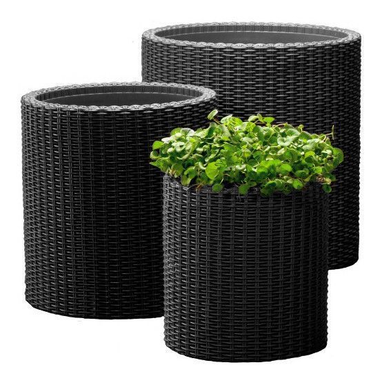 Набір кашпо Cylinder Planter Set 3 шт. графітовий Keter 7290106920453 7290106920453 фото